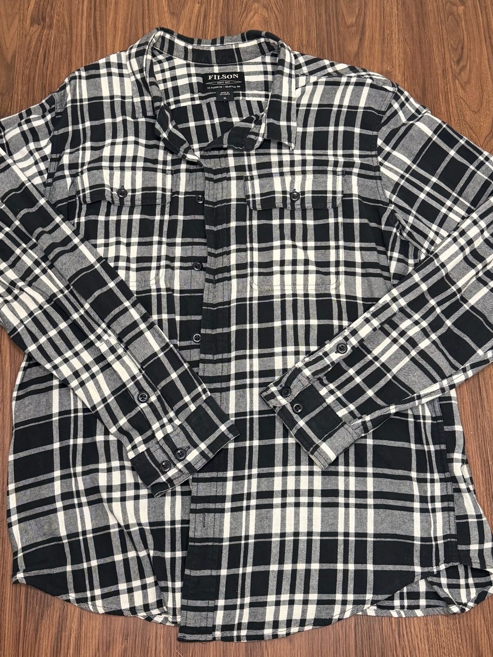 Filson Black & White Plaid Button-Down Shirt